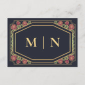 ブルービクトリアンゴシックバラ&ソーズウェディングRSVP エンクロージャーカード (裏面)