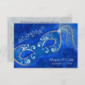 ブルービクトリアンシルバーマスカレードボールウェディングRSVP 出欠カード (正面/裏面)