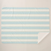 ブルービクトリアンストライプクラシックコテージスタイル シェルパブランケット (正面(横))