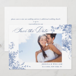 ブルービクトリアンフランスのバラガーデンQRコー結婚ド セーブザデート