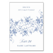 ブルービクトリアンフランスの庭園の結婚式護衛カード テーブルナンバー (正面)