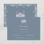 ブルービクトリアンフローラダスティブルー結婚ズ 出欠カード (正面/裏面)