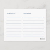 ブルービクトリアンフローラブライダルシャワーレシピカード ポストカード (裏面)