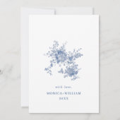 ブルービクトリアンフローラリハフランスのーサルディナー 招待状 (裏面)