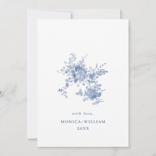 ブルービクトリアンフローラリハフランスのーサルディナー 招待状 (裏面)