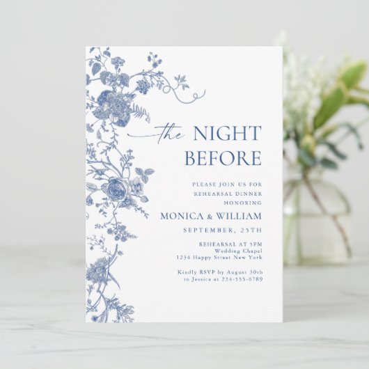 ブルービクトリアンフローラリハフランスのーサルディナー 招待状 (スタンド正面)