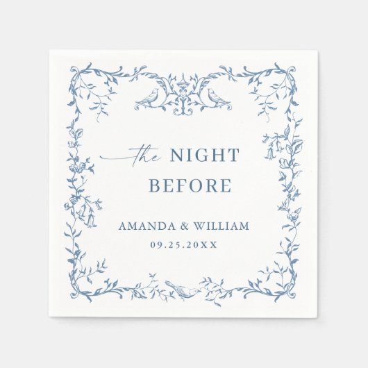 ブルービクトリアンフローラリハ華美ーサルディナー スタンダードカクテルナプキン (正面)