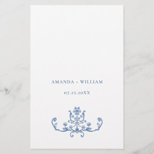 ブルービクトリアンプ華美レ結婚ースのディナーメニュー (裏面)