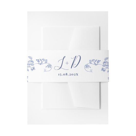 ブルービクトリアン結婚式招待状ベリーバンド 招待状ベリーバンド (正面例)