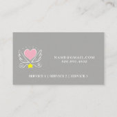 ブルービジネスの翼の介護者とピンクのハート 名刺 (裏面)