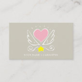 ブルービジネスの翼の介護者とピンクのハート 名刺 (正面)