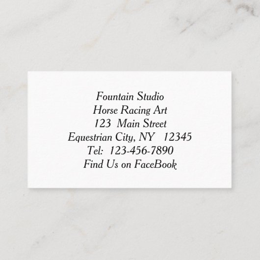 ブルービジネスカードで騎手を持つ競走馬 名刺 (裏面)