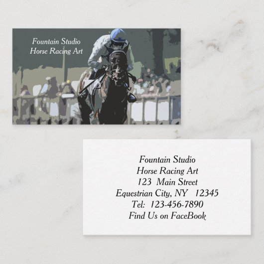 ブルービジネスカードで騎手を持つ競走馬 名刺 (正面/裏面)