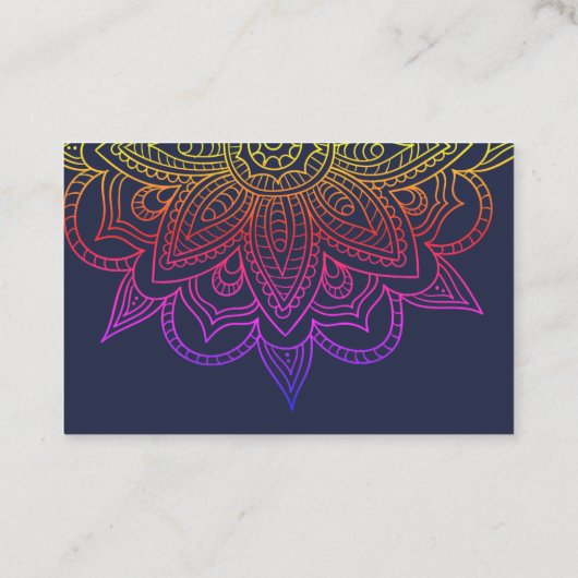 ブルービジネスカードと明るいフローラ曼荼羅 名刺 (裏面)