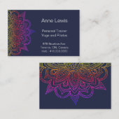 ブルービジネスカードと明るいフローラ曼荼羅 名刺 (正面/裏面)