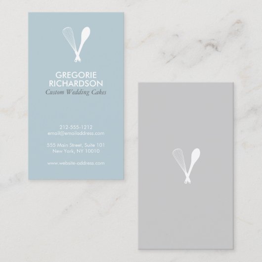 ブルービジネスモダンカードにウィスク&スプーンのロゴ 名刺 (正面/裏面)