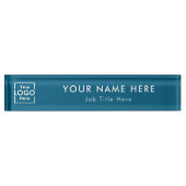 ブルービジネスモダンロゴエグゼクティブプロフェッショナル デスクネームプレート (正面)