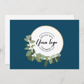 ブルービジネスモダンロゴハッピーホリデー シーズンカード (正面/裏面)