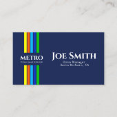 ブルービジネス名アーバンモダンド垂直ストライプ型 名刺 (正面)