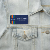 ブルービジネス名アーバンモダンド垂直ストライプ型 名札 (インサイチュ)