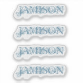 ブルービジネス名ロゴ4本のウォーターボトル シール (正面)