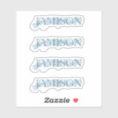 ブルービジネス名ロゴ4本のウォーターボトル シール (シート)