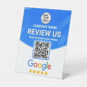 ブルービジネス評価QRコードサイン Googleレビュー 台座サイン (正面)