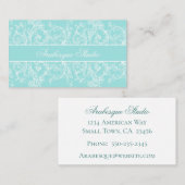 ブルービジネファンシースカードのスクロールワークホワイト 名刺 (正面/裏面)