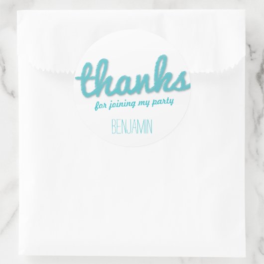 ブルービッグスケッチありがとう男の子の誕生日パーティーのお願い ラウンドシール (バッグ)