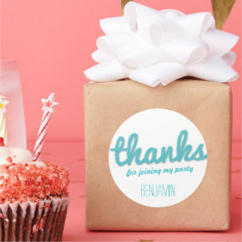 ブルービッグスケッチありがとう男の子の誕生日パーティーのお願い ラウンドシール