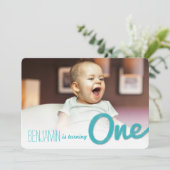 ブルービッグスケッチワン男の赤ちゃんの誕生日パーティー 招待状 (スタンド正面)