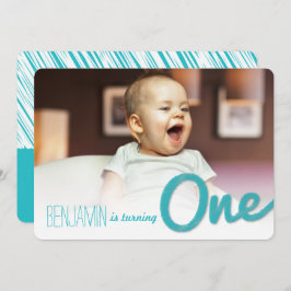 ブルービッグスケッチワン男の赤ちゃんの誕生日パーティー 招待状