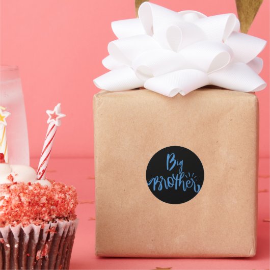 ブルービッグブラザー兄弟姉妹タイポグラフィラッピング紙 ラウンドシール (パーティー)