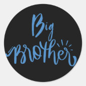 ブルービッグブラザー兄弟姉妹タイポグラフィラッピング紙 ラウンドシール (正面)