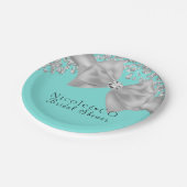 ブルービッグホワイトボウダイアモンズグラムパーティー ペーパープレート (アングル)