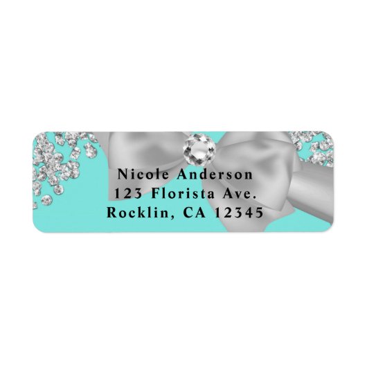 ブルービッグホワイトボウダイヤモンドブライダルシャワー ラベル (正面)