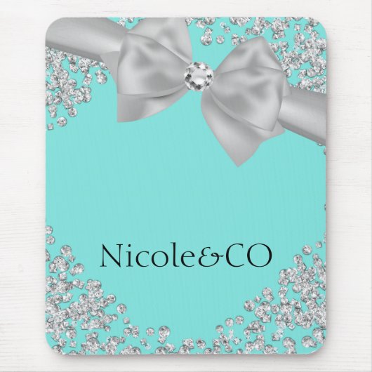 ブルービッグホワイトボウディモンズグラムカスタム マウスパッド (正面)