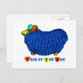 ブルービッグ中国のラム年始〔占星術の〕十二宮図葉書 シーズンポストカード (正面/裏面)
