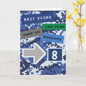 ブルービデオゲーマー第8誕生日カード カード (黄色い花)