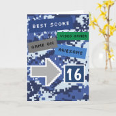 ブルービデオゲーマー16th誕生日カード カード (黄色い花)