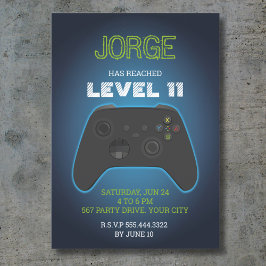 ブルービデオゲームの誕生日の招待状 招待状