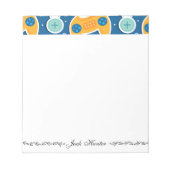 ブルービデオゲームをテーマにした名前パーソナライズされた ノートパッド (正面)