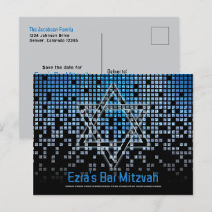 ブルービデオゲームゲーマーバー(ユダヤ教の)バル・ミツバー日付を保存 ポストカード