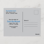 ブルービデオゲームゲーマーバー(ユダヤ教の)バル・ミツバー日付を保存 ポストカード (裏面)