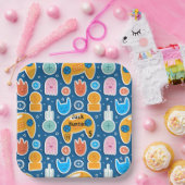 ブルービデオゲームパターンパーソナライズされた誕生日 ペーパープレート (パーティー)