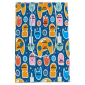 ブルービデオゲームパターンパーソナライズされた誕生日 ミディアムペーパーバッグ (裏面)