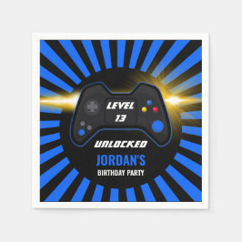 ブルービデオゲーム誕生日ナプキンス スタンダードカクテルナプキン