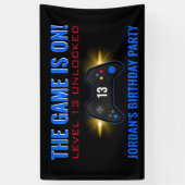 ブルービデオゲーム誕生日バナー 横断幕 (縦)