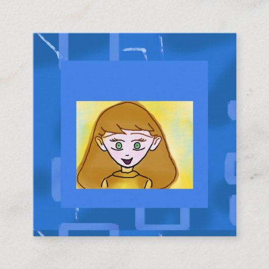 ブルービンゴアニメかわいい幾何学模様名刺 スクエア名刺 (正面)