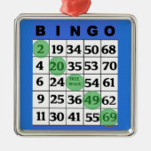 ブルービンゴカード | BINGO愛好家のギフトクリスマス メタルオーナメント (正面)